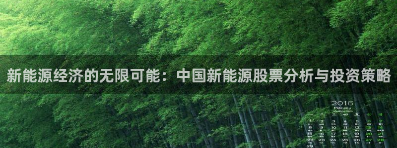 新宝gg开户:新能源经济的无限可能:中国新能源股票分析与投资
