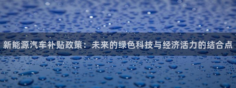 新宝gg(52360):新能源汽车补贴政策:未来的绿色科技与